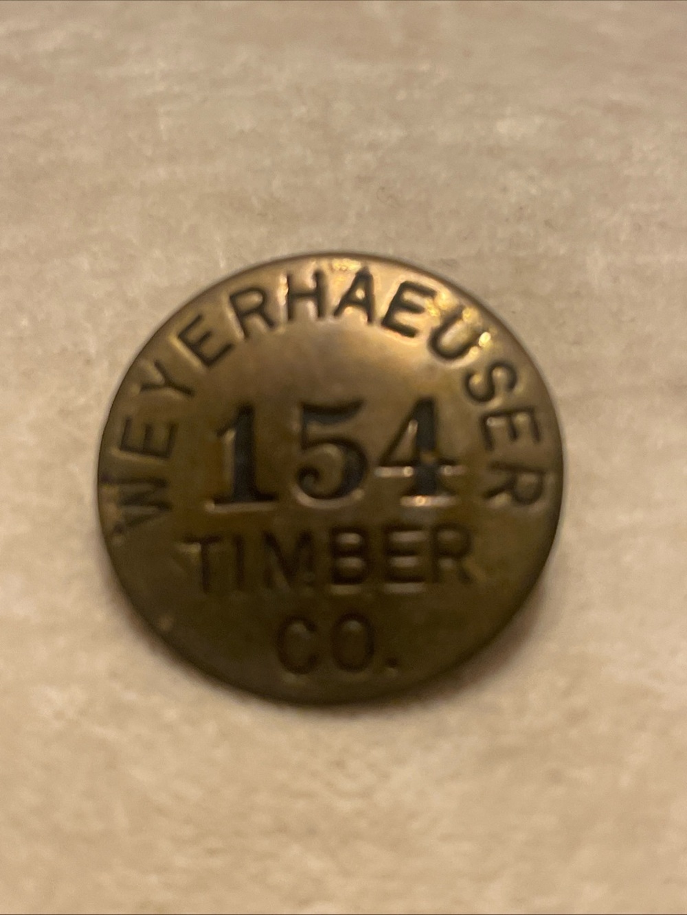 Antique 1930s/1940a Weyerhaeuser Employee Badge Co. Brass
